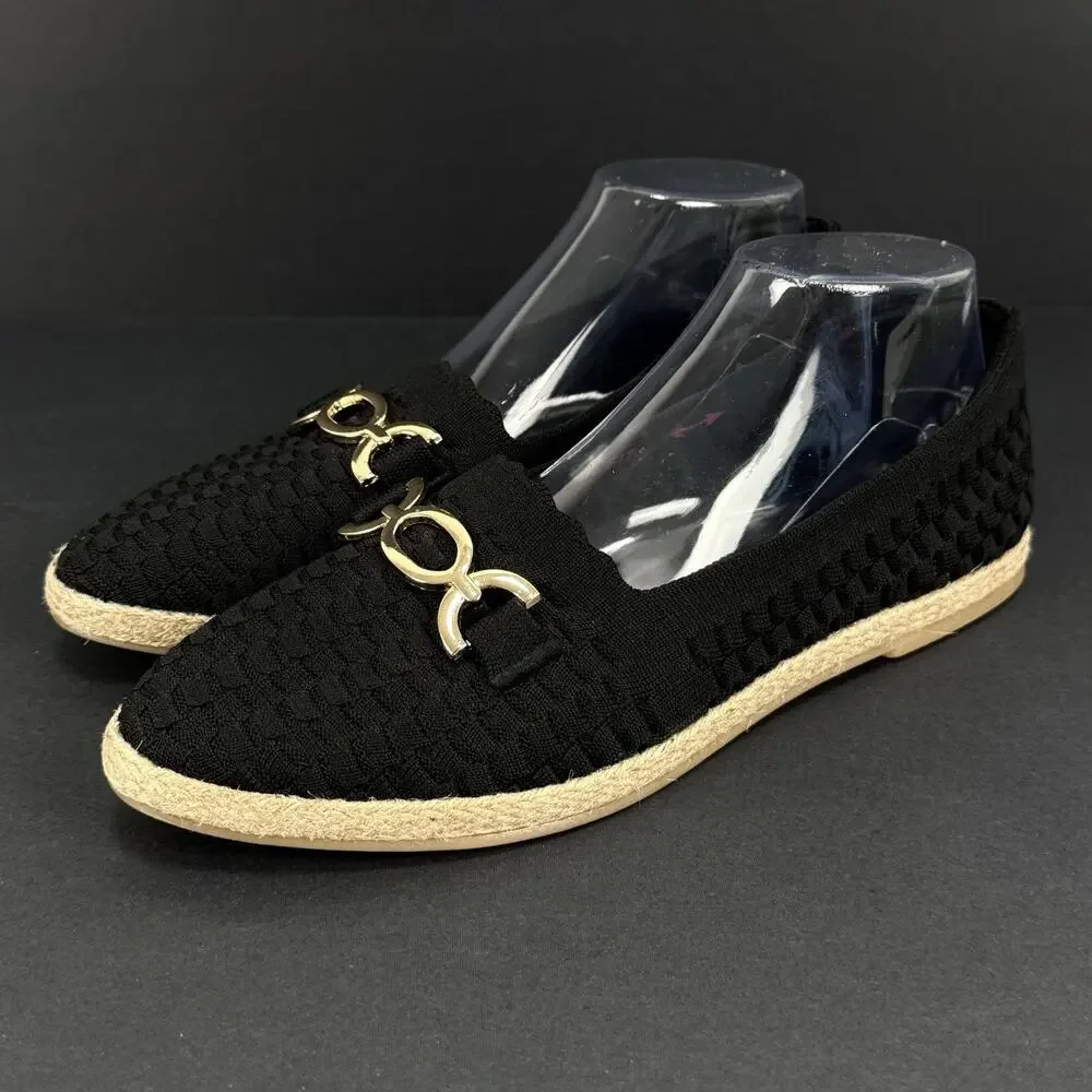 Skechers Cleo Jute Luncheon Espadrille Flats Black Women’s 10 Slip On New No Box